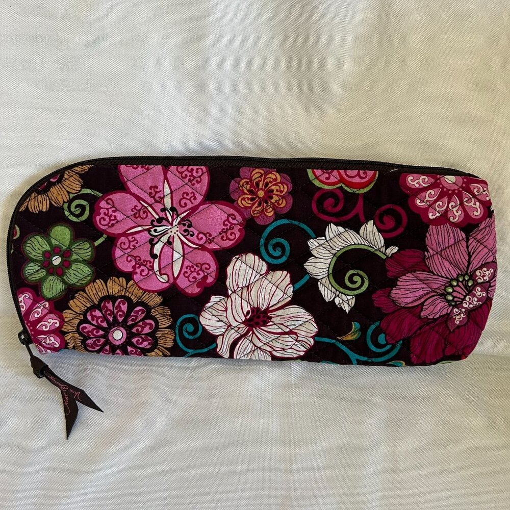 Vera Bradley Floral Quilted Make-Up Pouch With Zipper Closure & Pink Patterned I